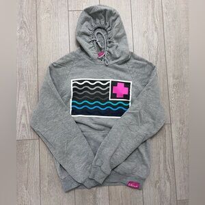 Pink Dolphin Gray Graphic Hoodie Waves & Cross Logo Streetwear size small